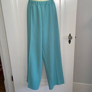 Vtg 80s Vera mint green polyester‎ wide leg pull on pants